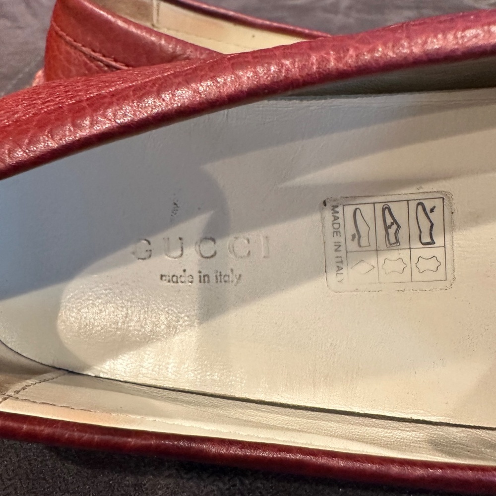 Gucci Red Leather Moccasin Flats - Picture 3 of 4